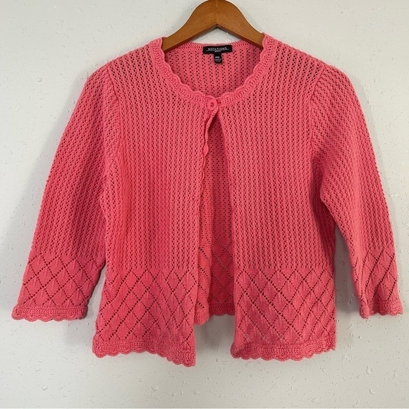🦋 Notations Pink Peach Scalloped Hem Single Button Cardigan XL PXL Valentine’s - Picture 1 of 6